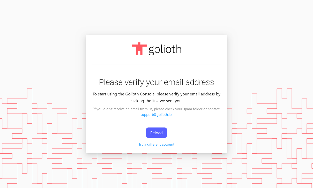 Golioth console verify email